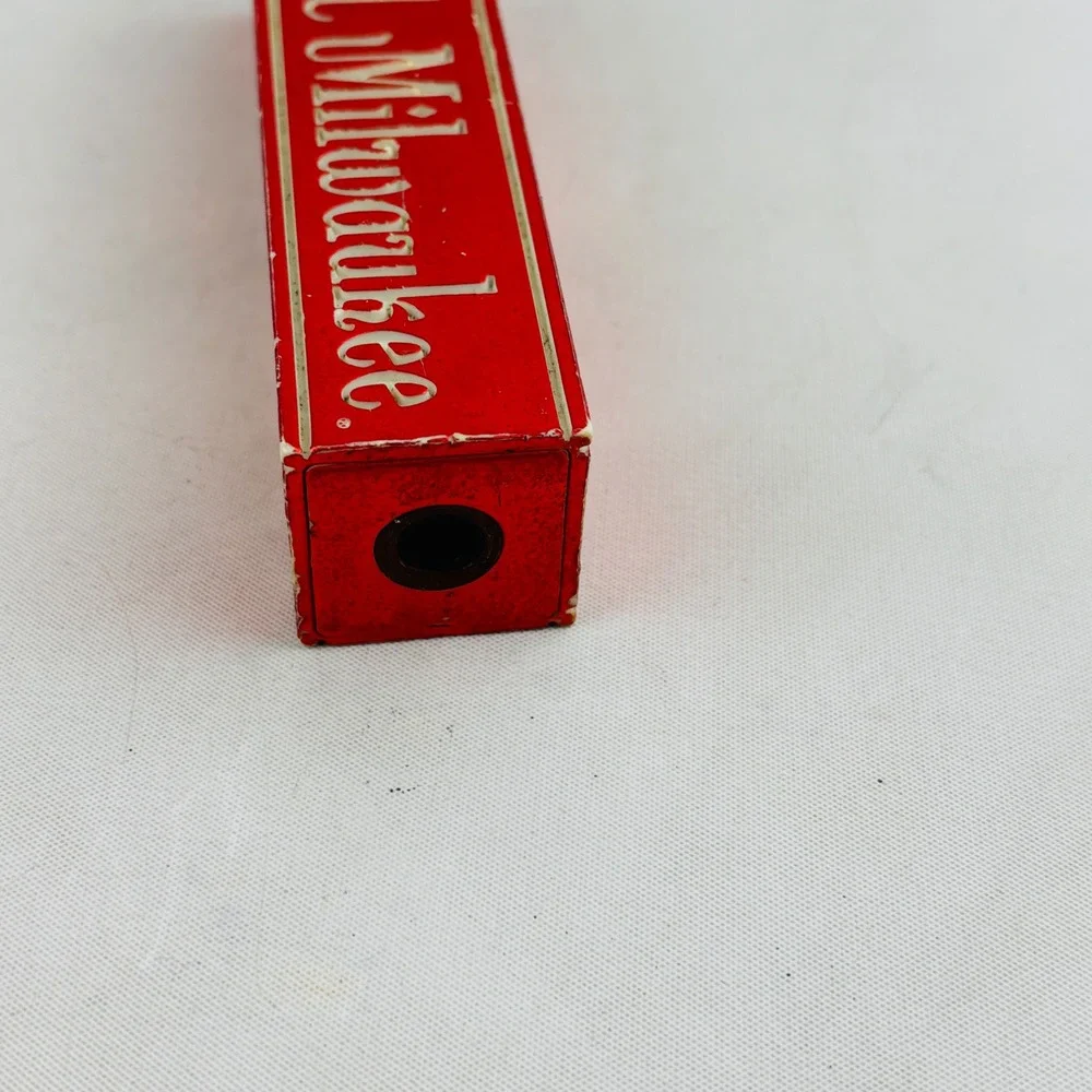 Vintage Old Milwaukee Beer Tap‎ Handle Shiny Red White 4.5